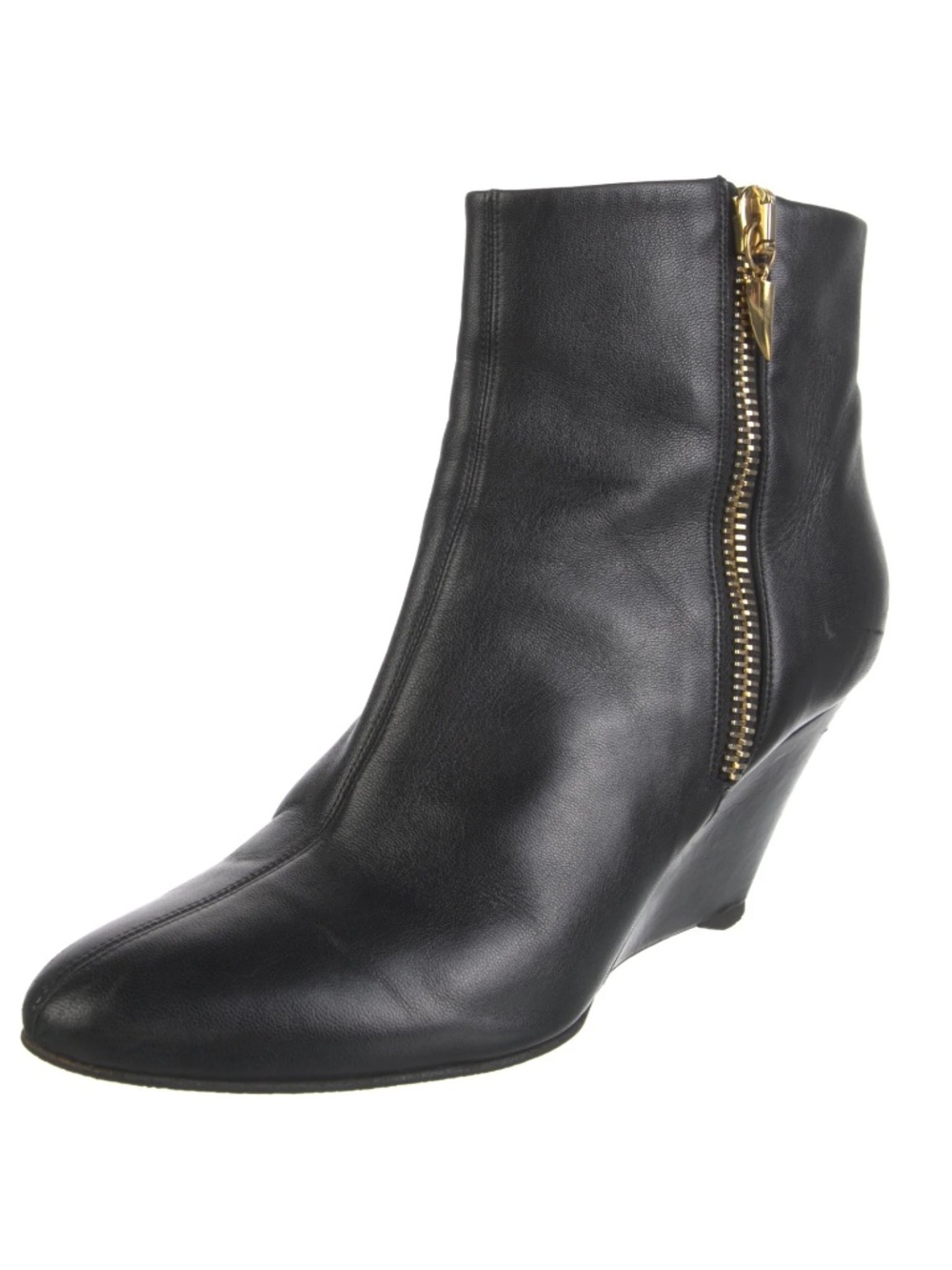 Giuseppe Zanotti Black Leather Wedge Bootie, Size 38/8